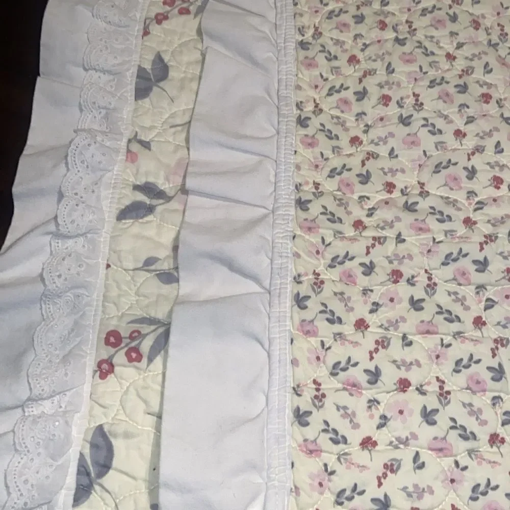 Wendy Bellissimo Floral Quilted Crib Blanket with Ruffle Edges
